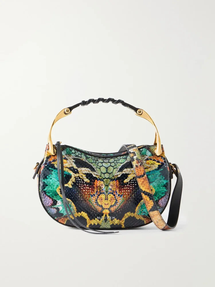 Wishbone mini snake-effect leather shoulder bag