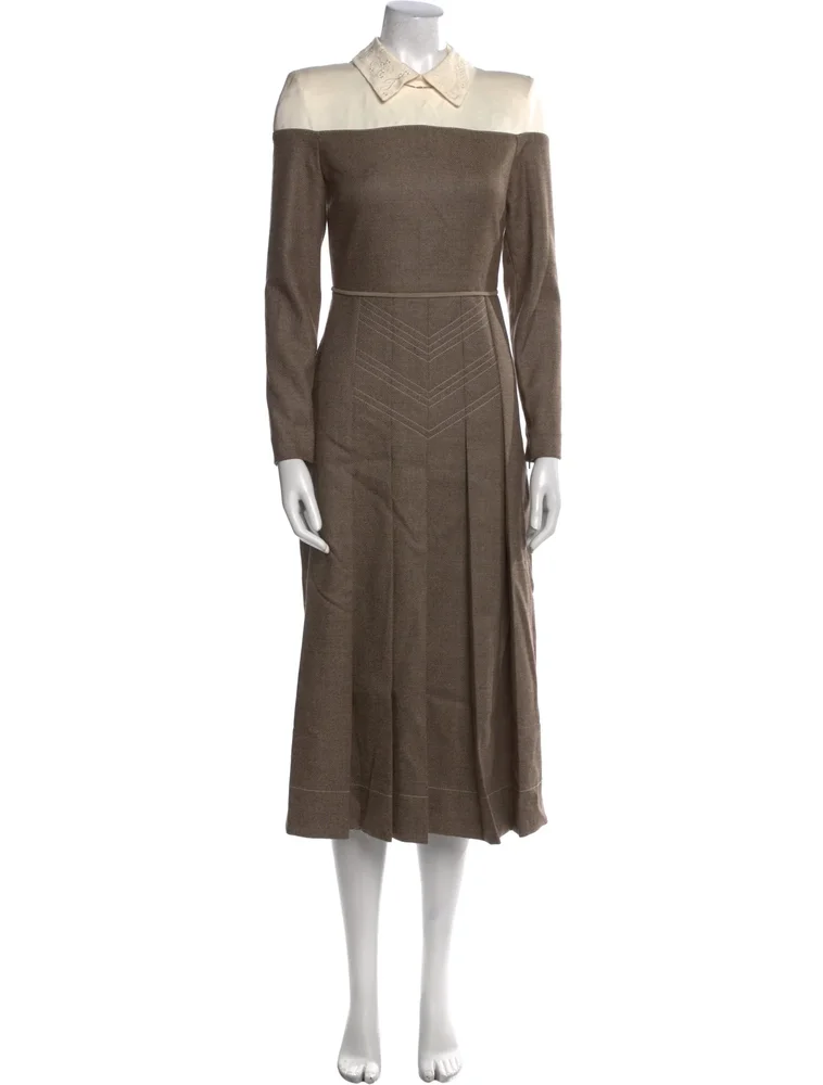 Virgin Wool Midi Length Dress