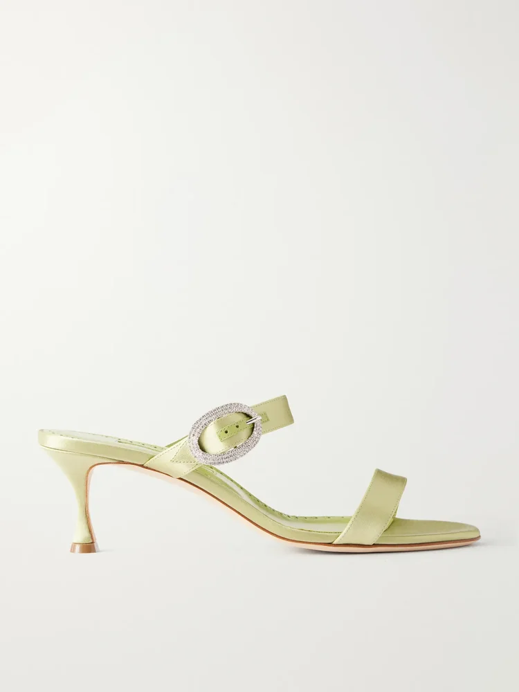Zutosanmu 50 crystal-embellished satin sandals