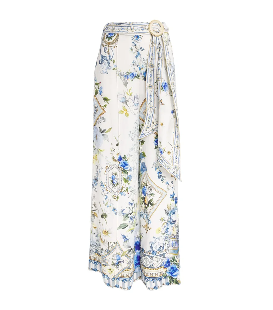 Scarf Belt Wide-Leg Trousers