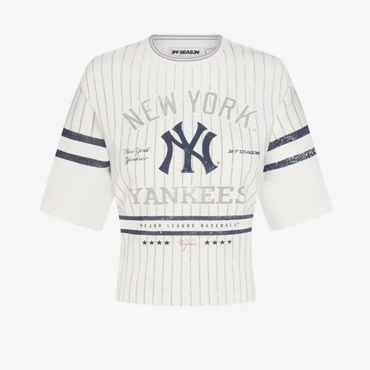 Women's White New York Yankees Lace-Back T-Shirt