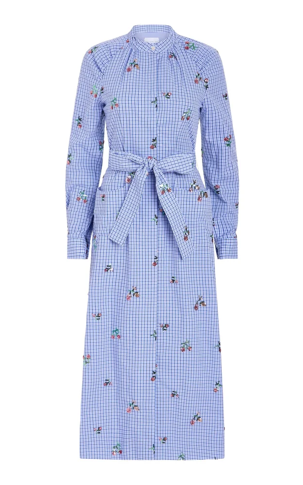 Gazania Sequin Embroidered Shirt Dress