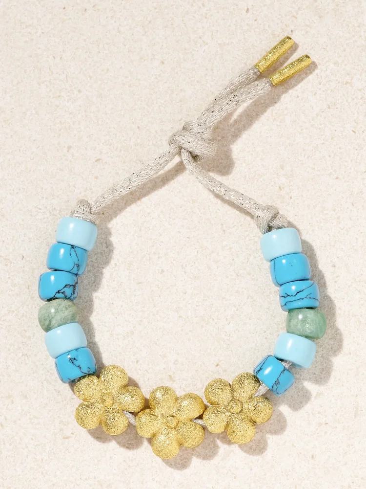 FORTE Beads Mykonos 18-karat gold, Lurex and multi-stone bracelet kit