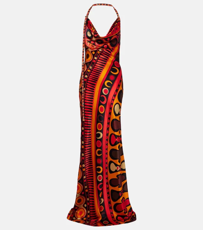 Soleil open-back satin maxi dress