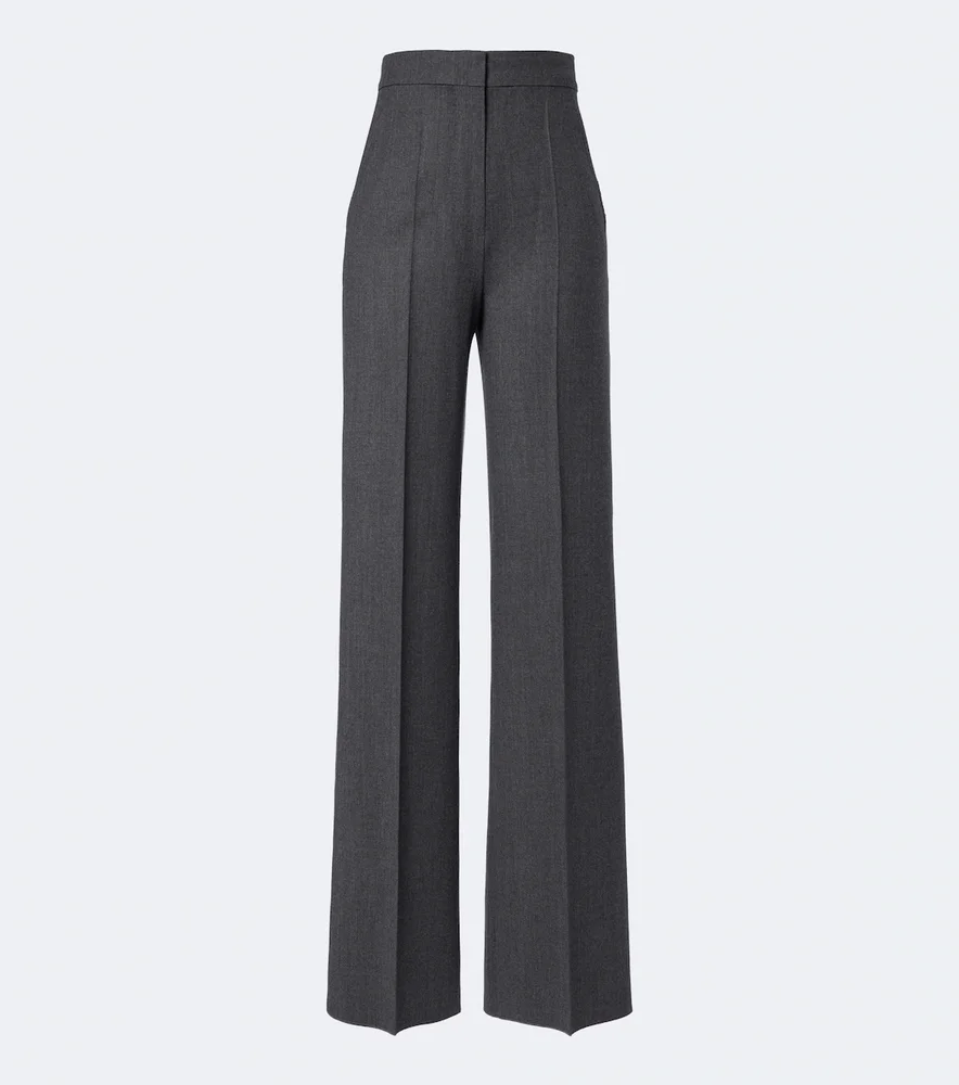 Wool-blend wide-leg pants