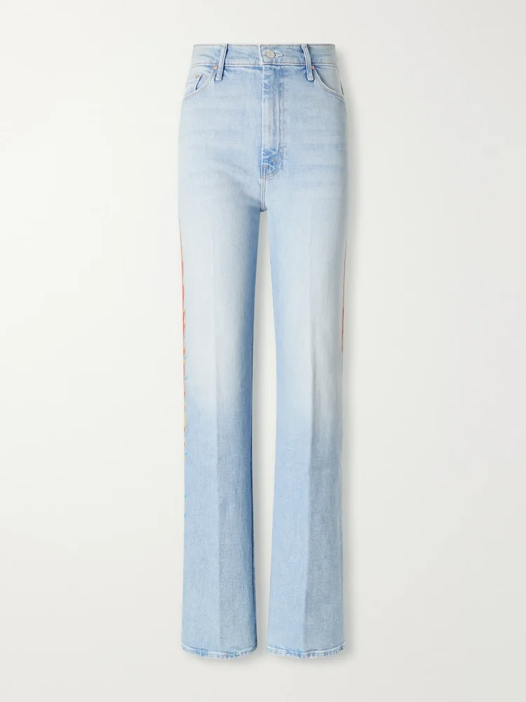 The Saloon Sneak printed high-rise straight-leg jeans