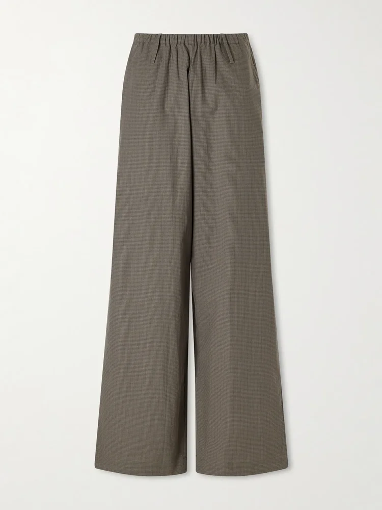 Checked organic cotton wide-leg pants