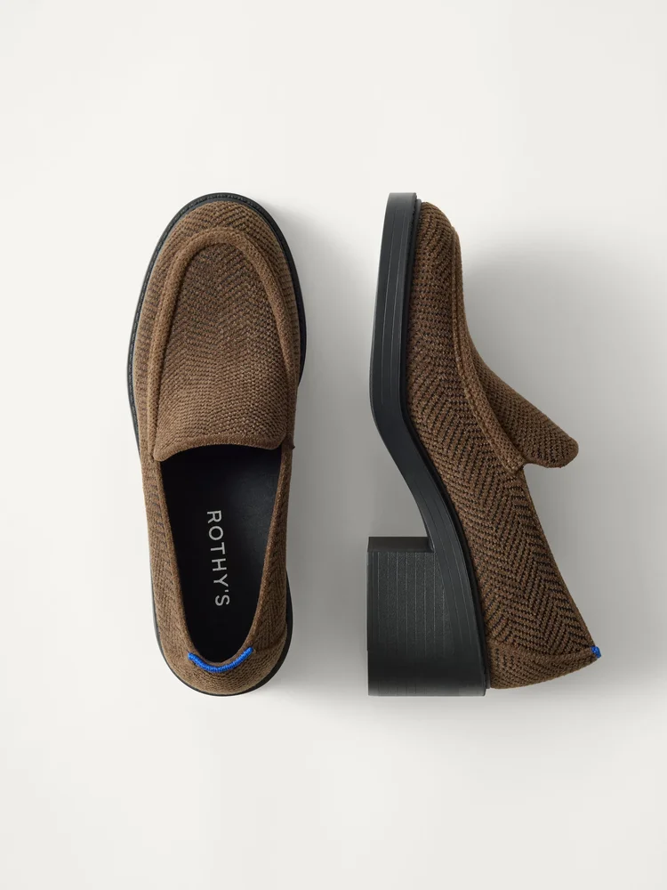 The Block Heel Loafer (ReVelvet Dark Herringbone)