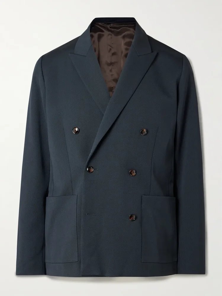 Jordin 10002 Double-Breasted Wool-Blend Twill Suit Jacket