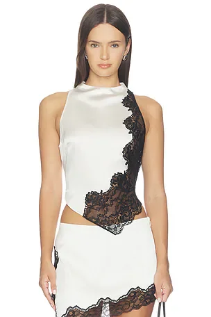Silk Lace Asymmetric Top