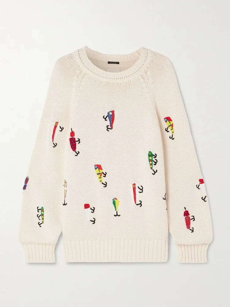 The Raglan embroidered cotton sweater