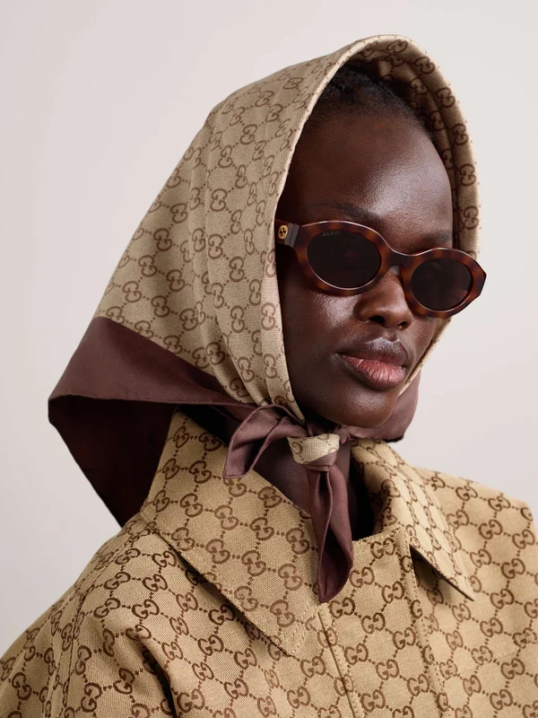 GUCCI Printed silk-twill scarf