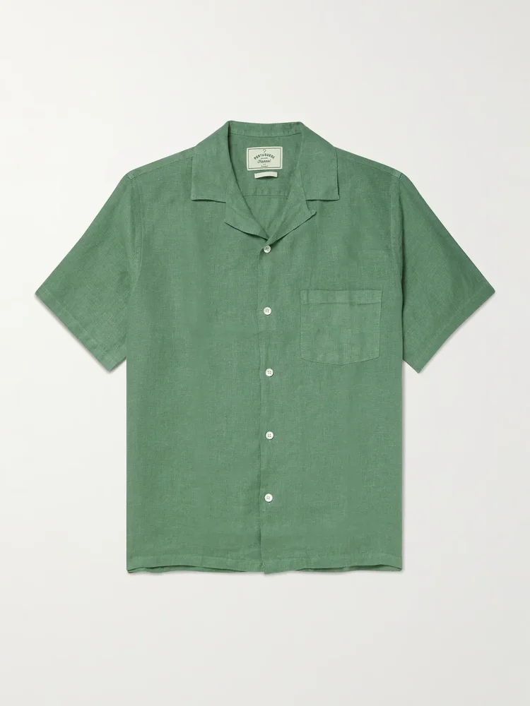 Camp-Collar Linen Shirt