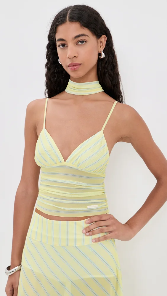 Striped Mesh Cami Top