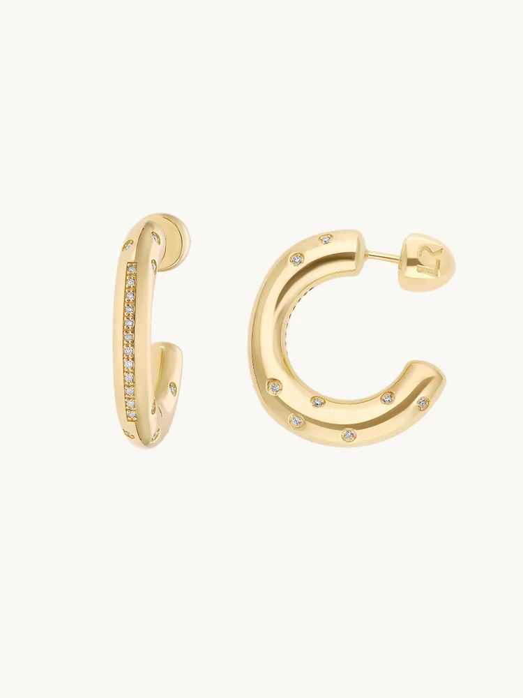 14-Karat Yellow-Gold Diamond Hoops