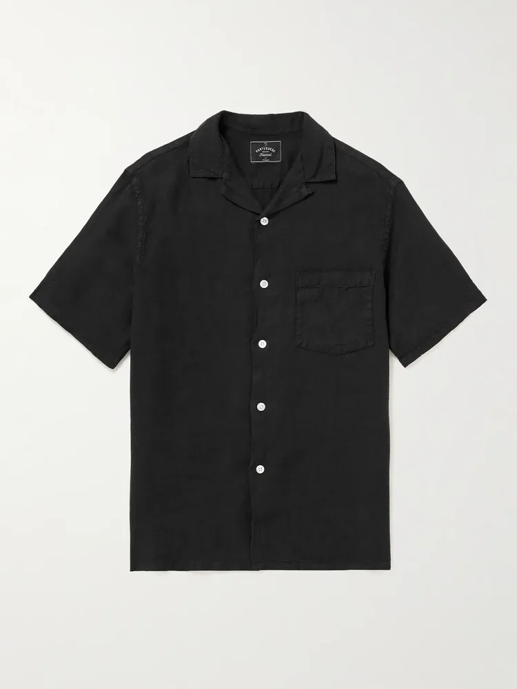 Camp-Collar Linen Shirt