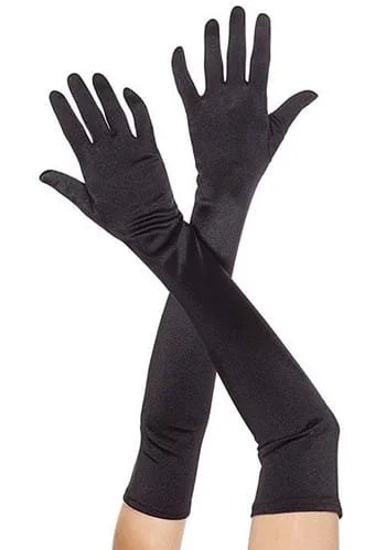 Extra Long Black Satin Women's Gloves
