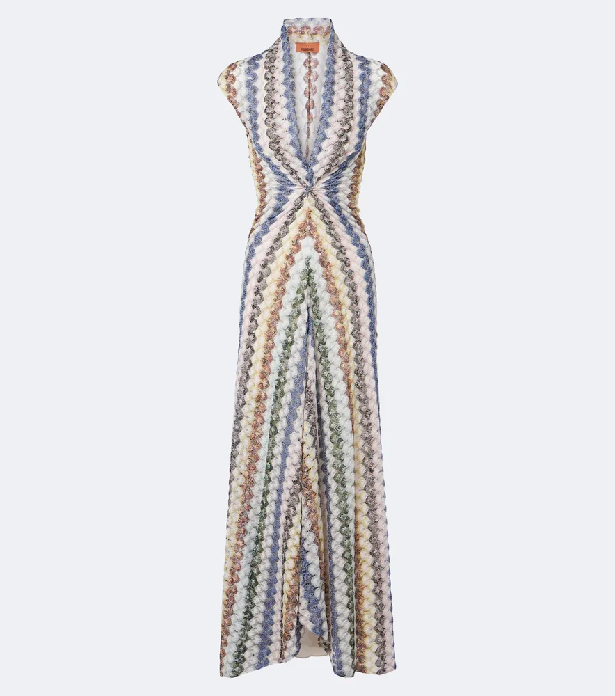 Lamé gathered maxi dress