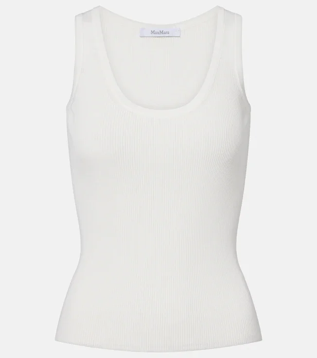 Ribbed-knit jersey tank top