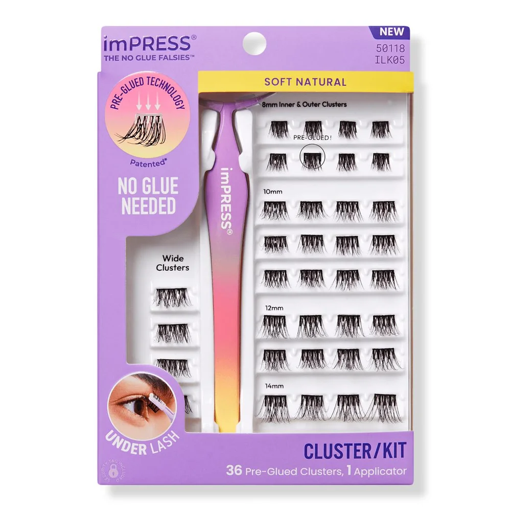 Impress Falsies Pre-Glued Lash Clusters Kit, Soft Natural