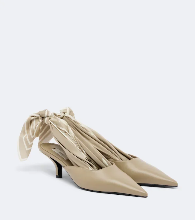 Scarf leather slingback pumps