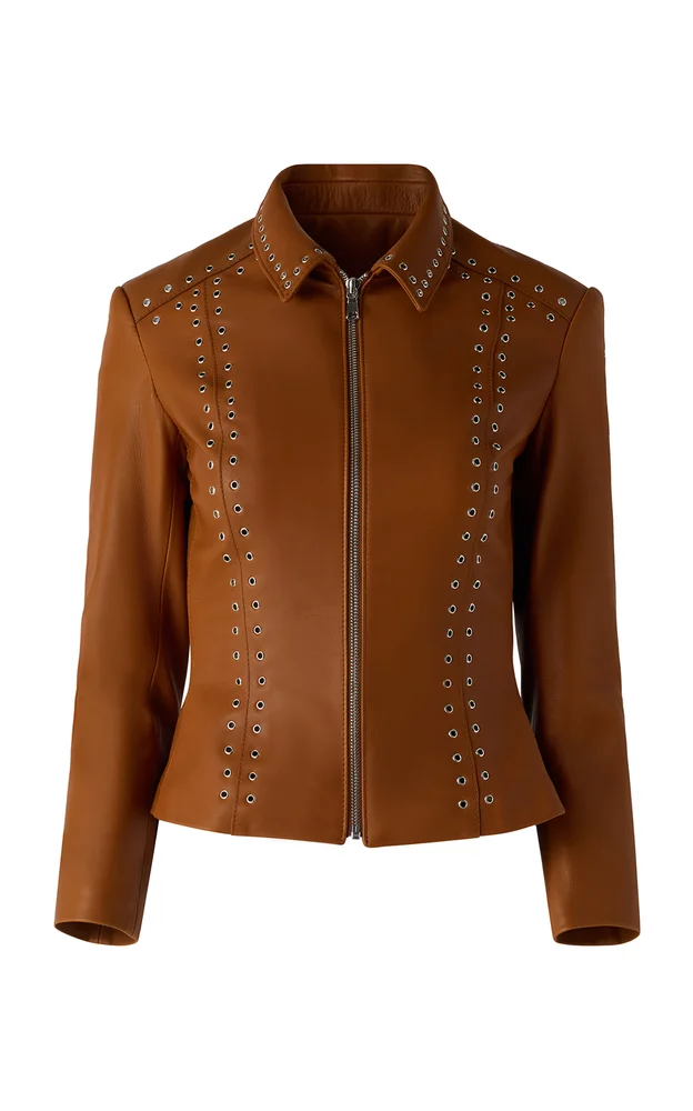 Exclusive Eyelet-Detailed Leather Jacket
