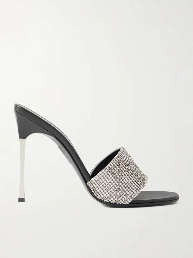 Bombshell crystal-embellished mesh mules