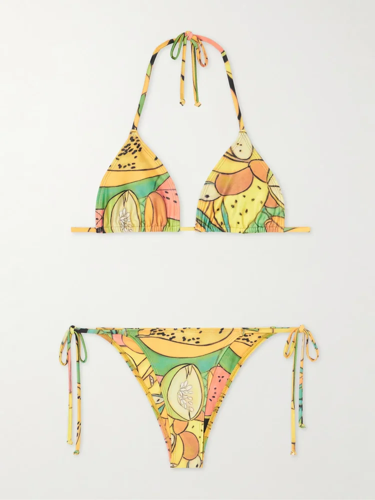 Frutas printed triangle bikini