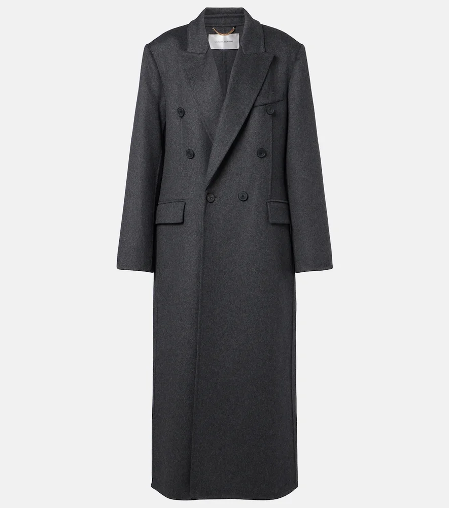 Double-breasted wool-blend coat
