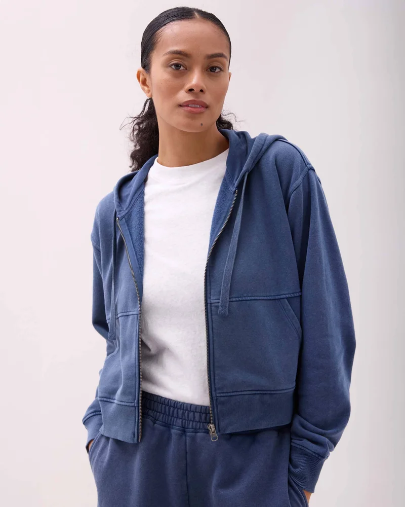 Womens Recycled Fleece Zip Hoodie - Recycled Fleece - Mineral Moonlit Ocean