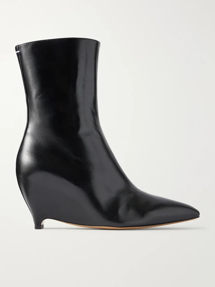 Heel-less leather ankle boots