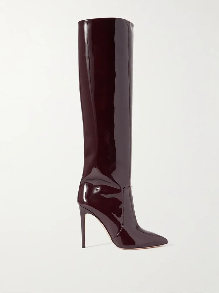 stiletto patent leather knee boots