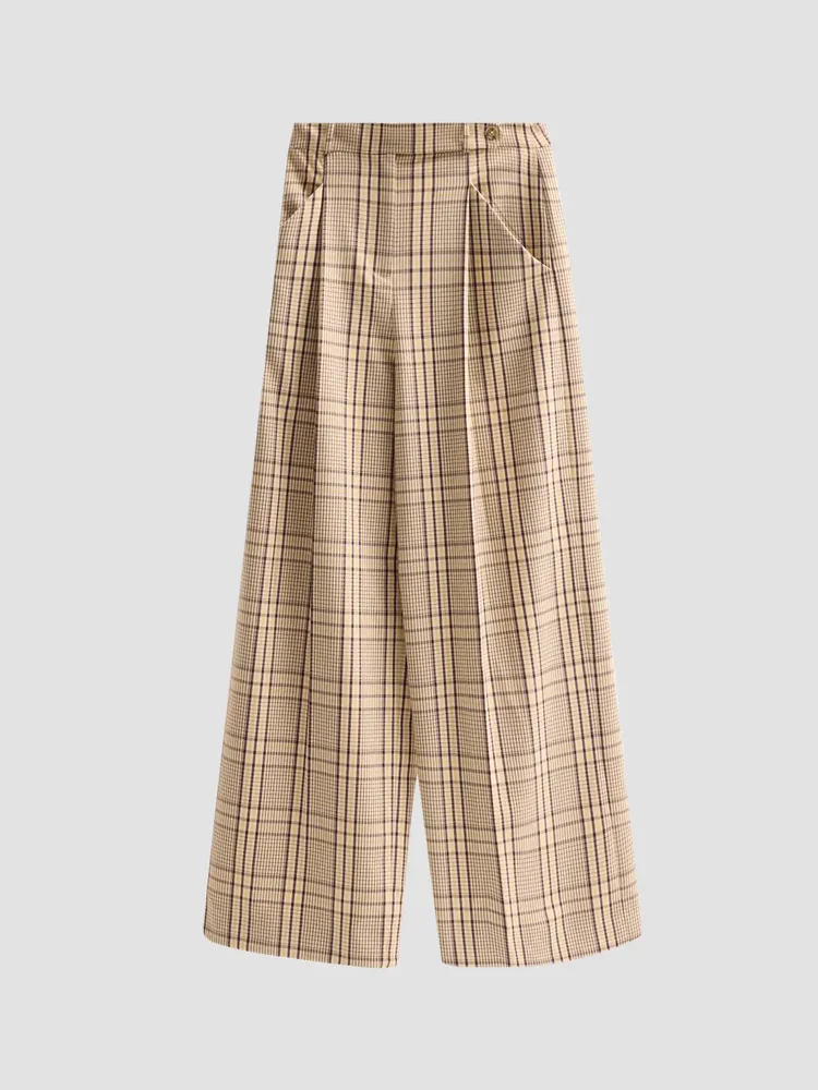 Adler Plaid Wide-Leg Pants