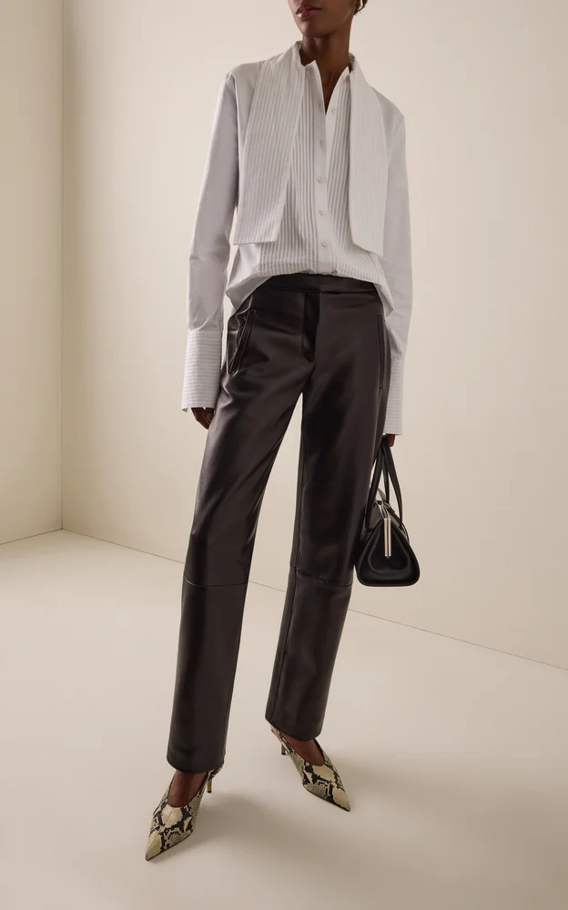 The Inez Scarf-Detailed Cotton Satin-Poplin Tuxedo Shirt