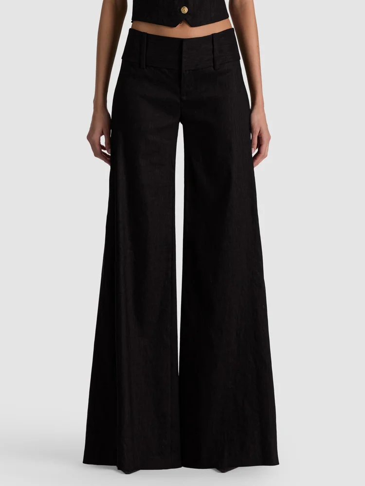 Alice + Olivia OLIVIA WIDE LEG PANT - BLACK