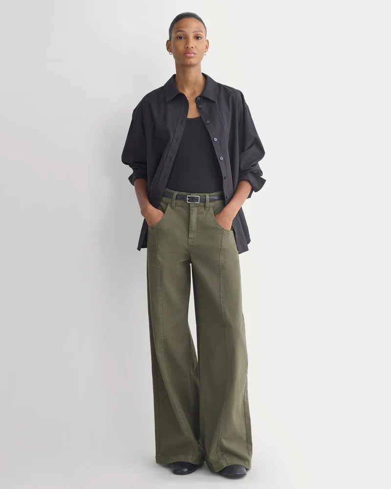 Utility Seamed Wide-Leg Pant