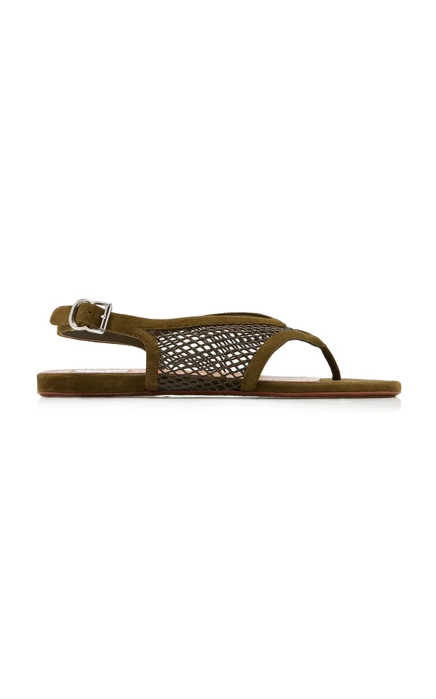 Fishnet and Suede Sandals