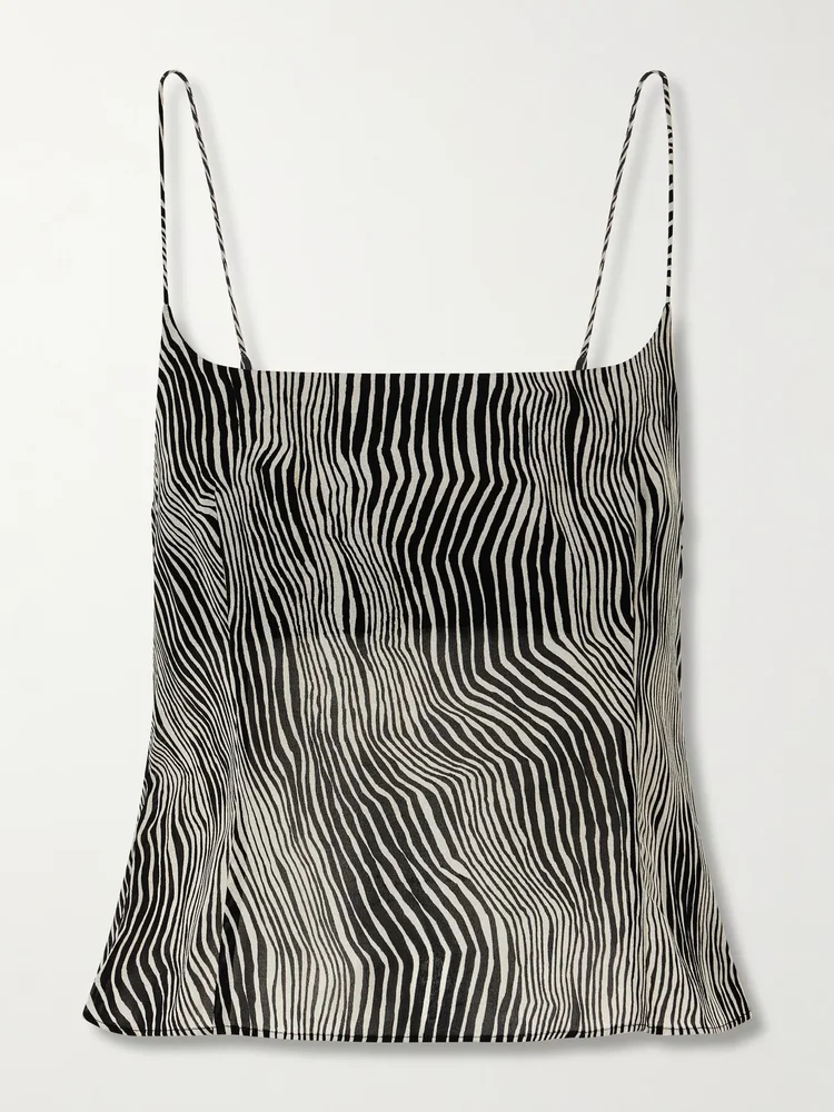 Savannah zebra-print silk-blend cami