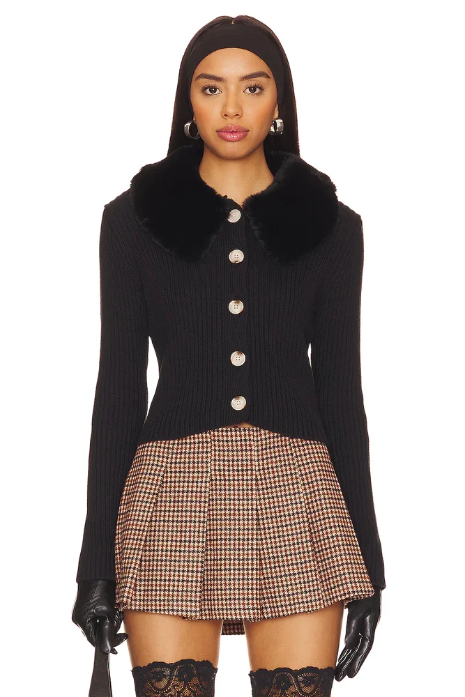 Delilah Faux Fur Collar Cardigan