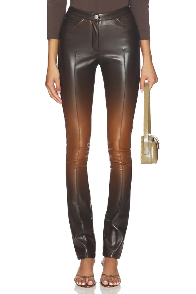 Zippers Faded Faux Leather Skinny Pant