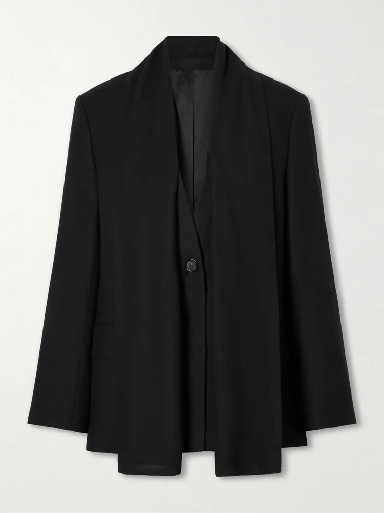 Scarf-detailed woven blazer