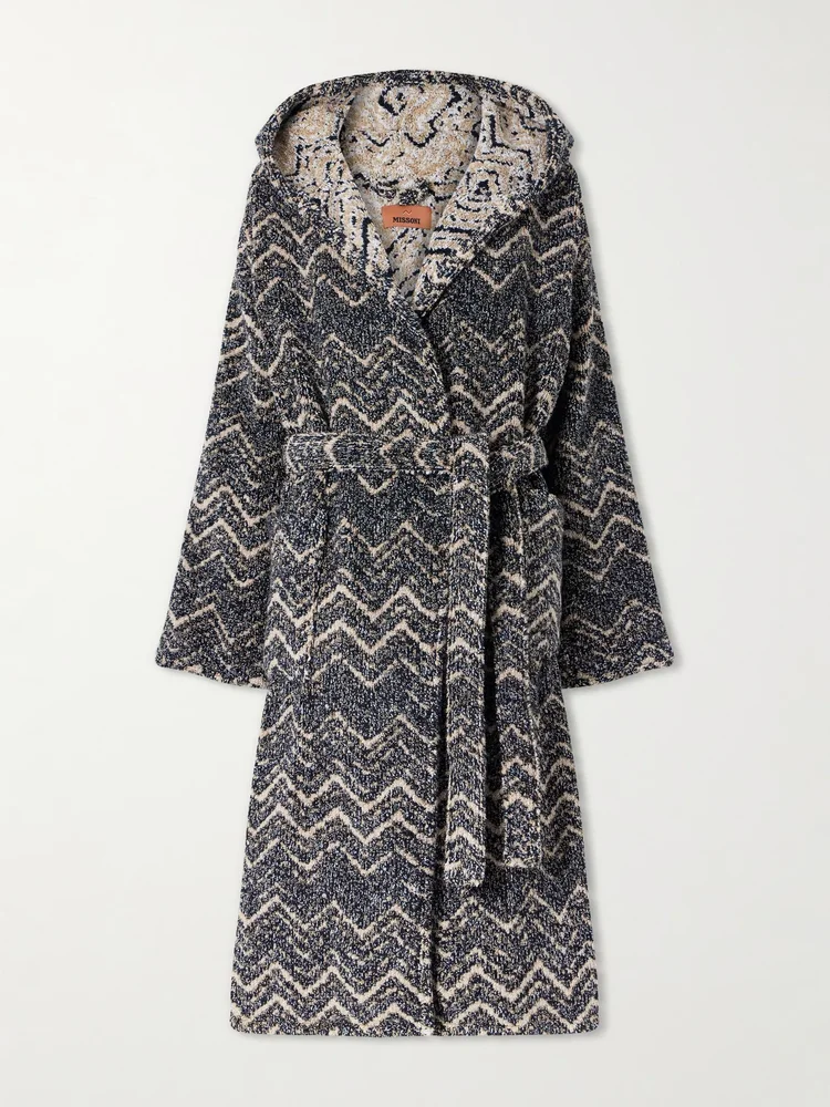 Azul striped hooded cotton-terry robe