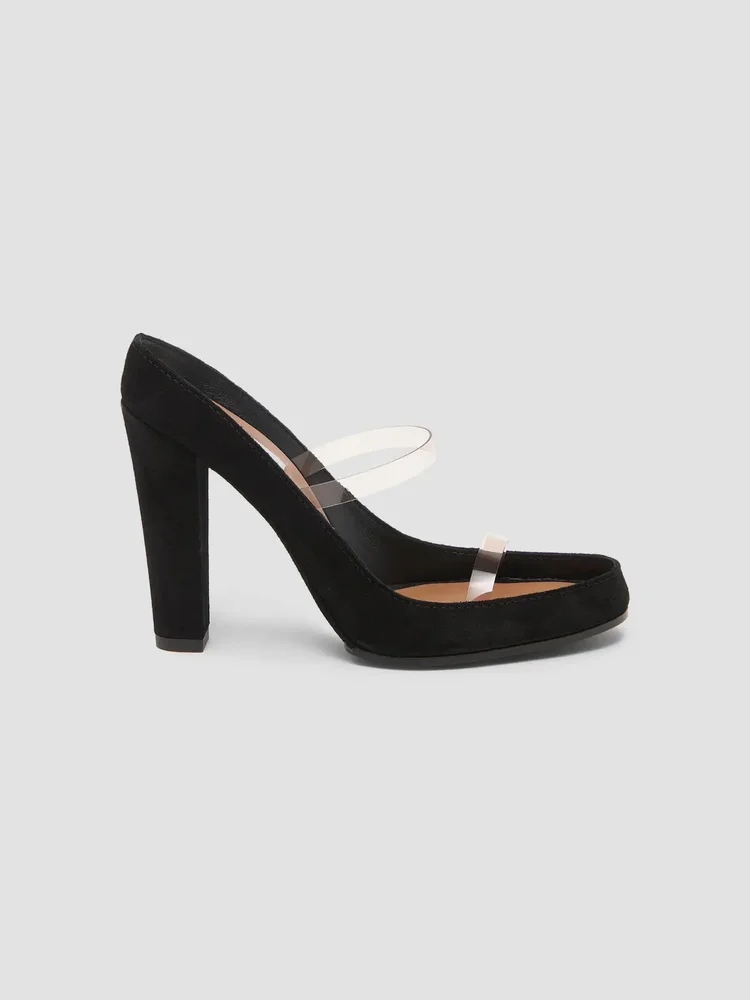 70MM Suede Block Heel Mules