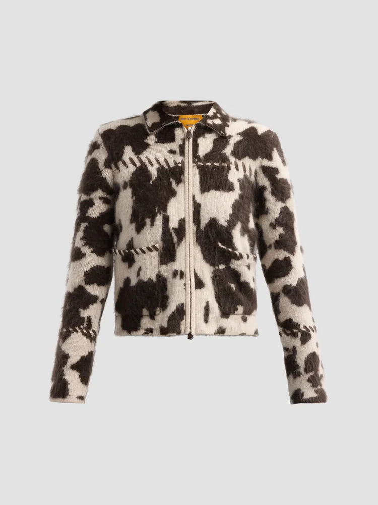 Grizzly Cowhide Cashmere Zip-Up Jacket