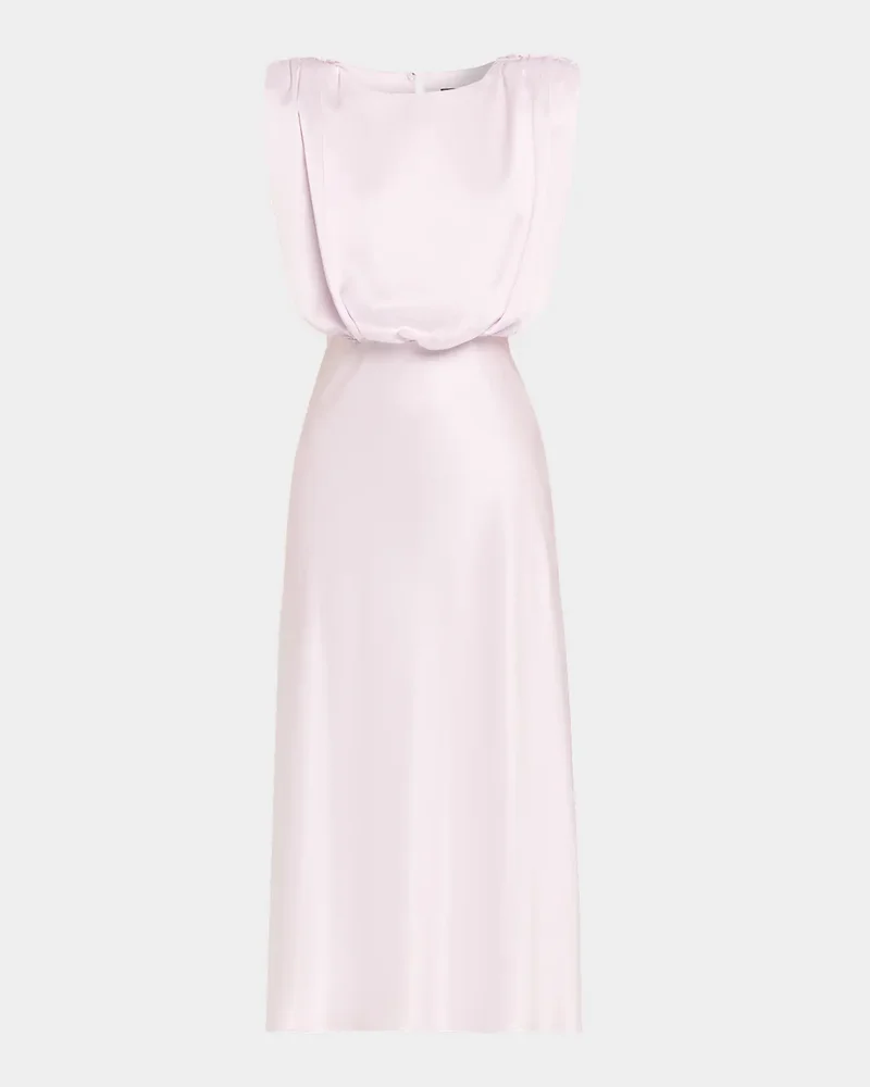 Floral Sleeveless Satin Midi Dress