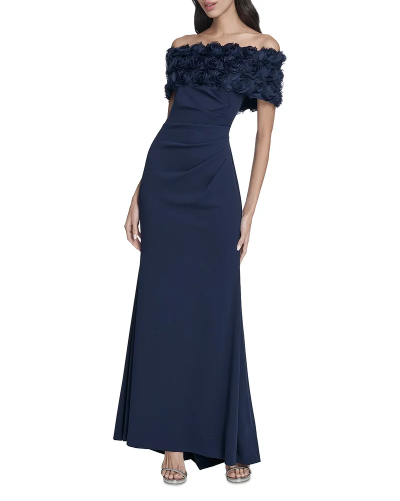 Off-the-Shoulder Side Tuck Gown