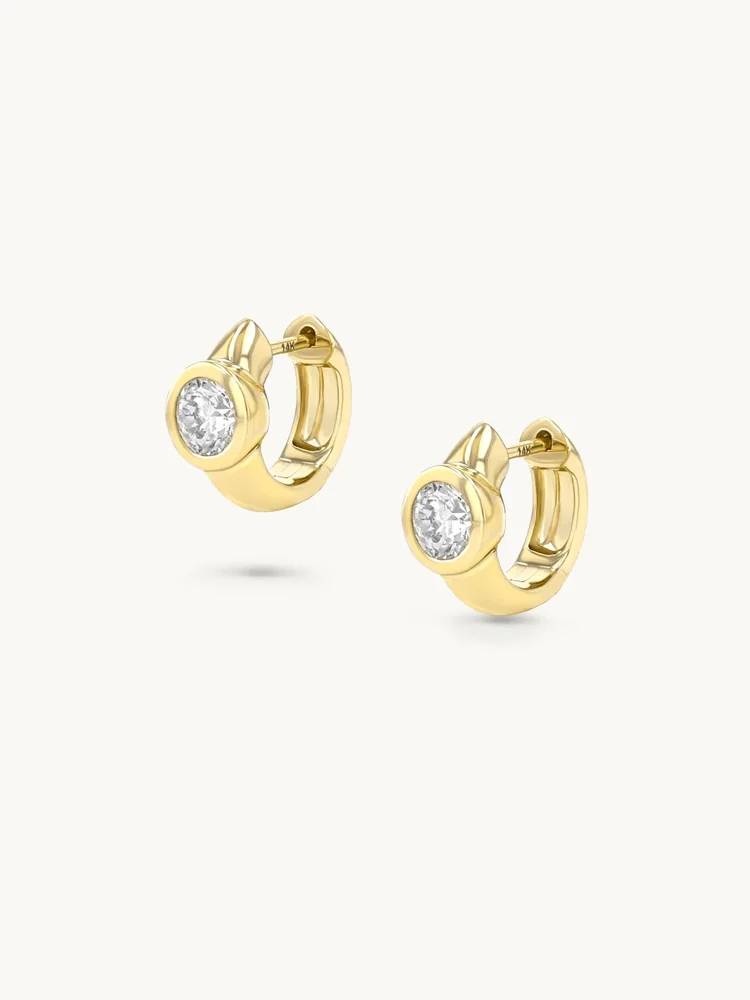 Bezel-Set Diamond Huggies