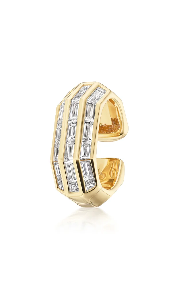 Baguette 18K Yellow Gold Diamond Ear Cuff