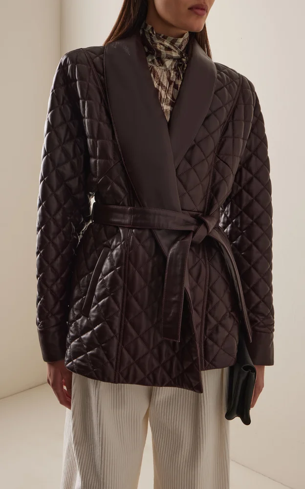 Costello Quilted Leather Wrap Jacket