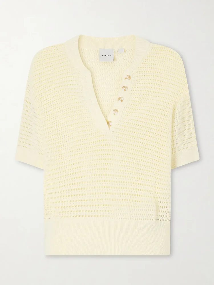 Callie open-knit cotton top